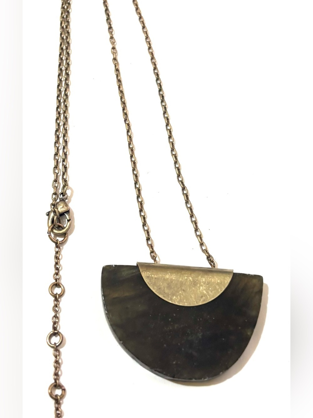 Gold Accent Dark smoky quartz Semi-Circle necklace